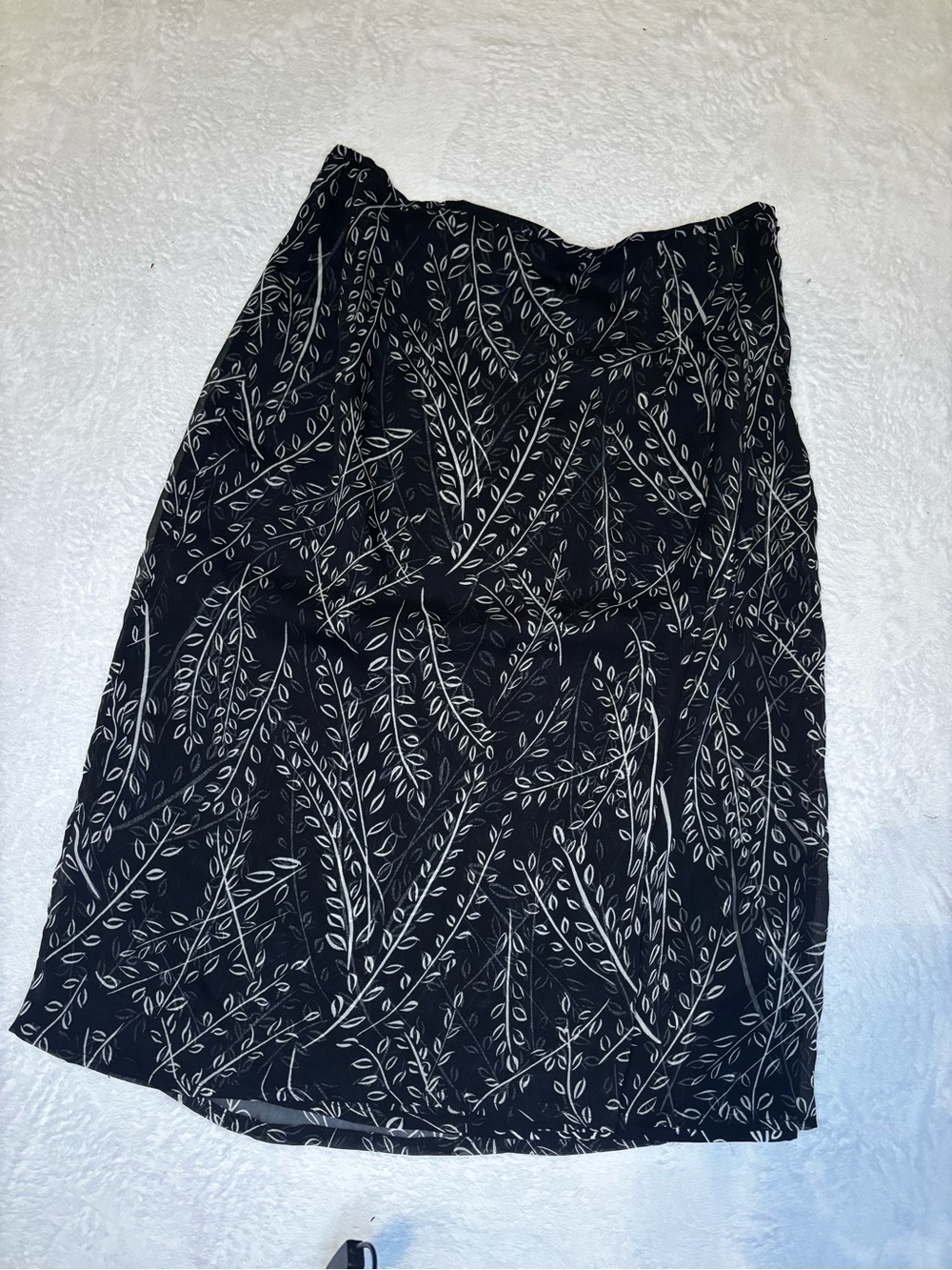Fransa Black Printed Women's Skirt - Classic Leaf Pattern. Size 42